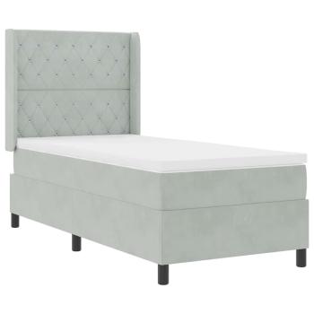 Boxspringbett mit Matratze mit LED Hellgrau 90 x 200 cm Samt