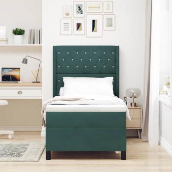 Boxspringbett mit Matratze mit LED Dunkelgrün 90 x 200 cm Samt