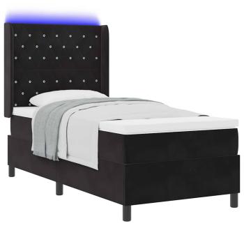 Boxspringbett mit Matratze mit LED Schwarz 100 x 200 cm Samt