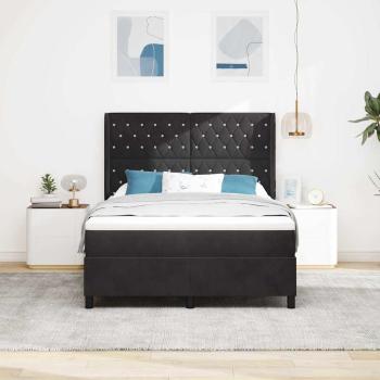Boxspringbett mit LED-Lichtleisten Schwarz 140 x 200 cm Samt
