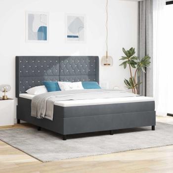 ARDEBO.de - Boxspringbett mit Matratze mit LED Dunkelgrau 180 x 200 cm Samt