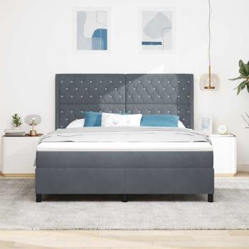 Boxspringbett mit Matratze mit LED Dunkelgrau 180 x 200 cm Samt