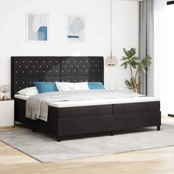 ARDEBO.de - Boxspringbett mit Matratze mit LED Schwarz 200 x 200 cm Samt