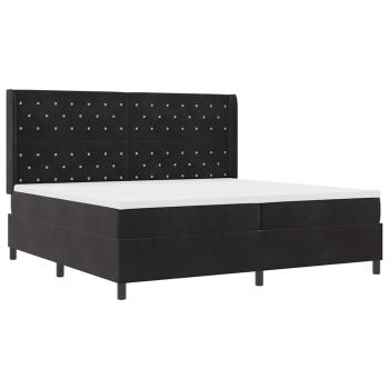 Boxspringbett mit Matratze mit LED Schwarz 200 x 200 cm Samt