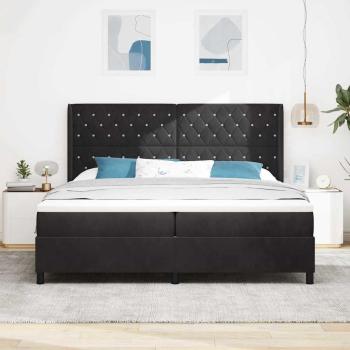 Boxspringbett mit Matratze mit LED Schwarz 200 x 200 cm Samt