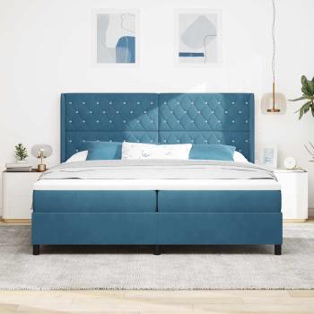Boxspringbett mit Matratze mit LED Blau 200 x 200 cm Samt