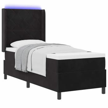 Boxspringbett mit LED-Lichtleisten Schwarz 80 x 200 cm Samt