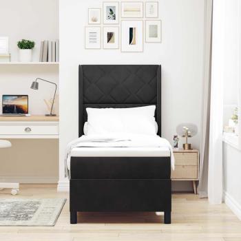 Boxspringbett mit LED-Lichtleisten Schwarz 80 x 200 cm Samt