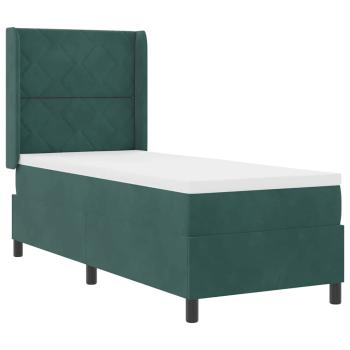 Boxspringbett mit LED-Lichtleisten Dunkelgrün 80 x 200 cm Samt