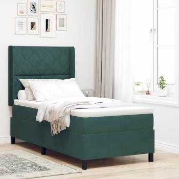 ARDEBO.de - Boxspringbett mit LED-Lichtleisten Dunkelgrün 90 x 200 cm Samt