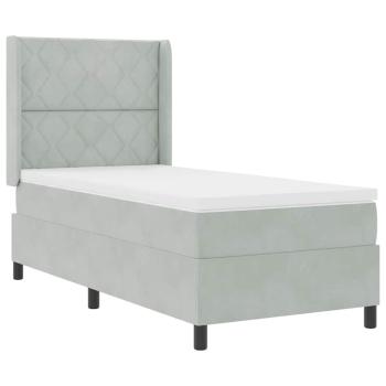 Boxspringbett mit LED-Lichtleisten Hellgrau 100 x 200 cm Samt
