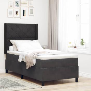 ARDEBO.de - Boxspringbett mit LED-Lichtleisten Schwarz 100 x 200 cm Samt