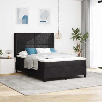 ARDEBO.de - Boxspringbett mit LED-Lichtleisten Schwarz 140 x 200 cm Samt