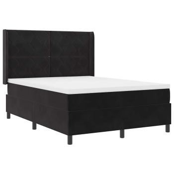 Boxspringbett mit LED-Lichtleisten Schwarz 140 x 200 cm Samt