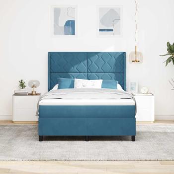 Boxspringbett mit LED-Lichtleisten Blau 140 x 200 cm Samt