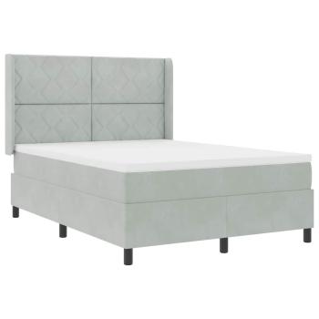 Boxspringbett mit LED-Lichtleisten Hellgrau 160 x 200 cm Samt