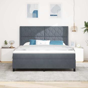 Boxspringbett mit LED-Lichtleisten Dunkelgrau 180 x 200 cm Samt