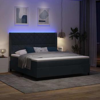Boxspringbett mit LED-Lichtleisten Dunkelgrau 180 x 200 cm Samt
