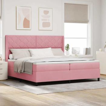 ARDEBO.de - Boxspringbett mit LED-Lichtleisten Rosa 200 x 200 cm Samt
