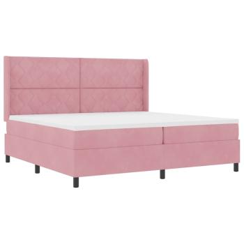 Boxspringbett mit LED-Lichtleisten Rosa 200 x 200 cm Samt