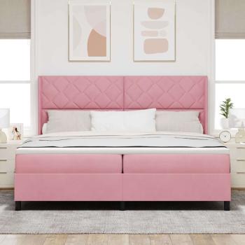 Boxspringbett mit LED-Lichtleisten Rosa 200 x 200 cm Samt
