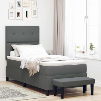 ARDEBO.de - Boxspringbett mit Kopfteil Dunkelgrau 90 x 190 cm Stoff