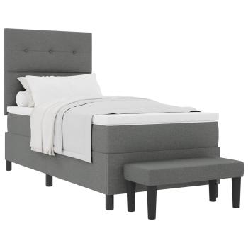 Boxspringbett mit Kopfteil Dunkelgrau 90 x 190 cm Stoff