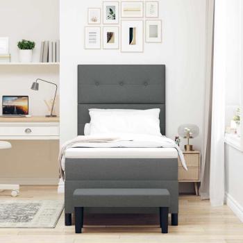 Boxspringbett mit Kopfteil Dunkelgrau 90 x 200 cm Stoff