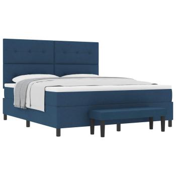 Boxspringbett mit Kopfteil Blau 180 x 200 cm Stoff