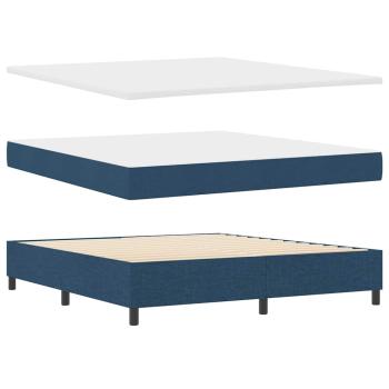Boxspringbett mit Kopfteil Blau 180 x 200 cm Stoff