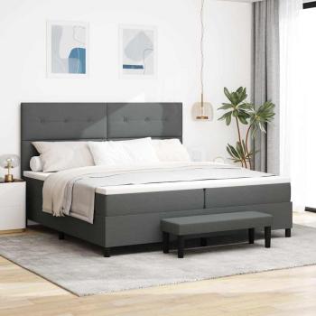 ARDEBO.de - Boxspringbett mit Kopfteil Dunkelgrau 200 x 200 cm Stoff
