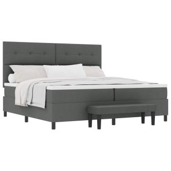 Boxspringbett mit Kopfteil Dunkelgrau 200 x 200 cm Stoff