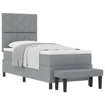 Boxspringbett mit Kopfteil Hellgrau 80 x 200 cm Stoff