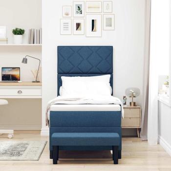 Boxspringbett mit Kopfteil Blau 80 x 200 cm Stoff