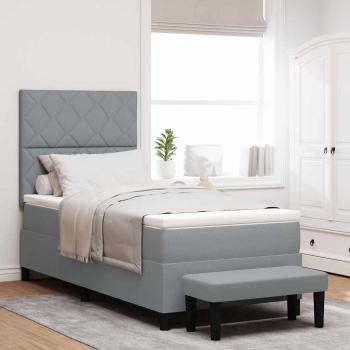 ARDEBO.de - Boxspringbett mit Kopfteil Hellgrau 90 x 190 cm Stoff