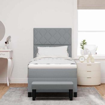 Boxspringbett mit Kopfteil Hellgrau 90 x 190 cm Stoff