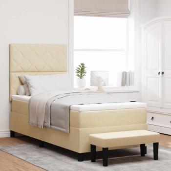 ARDEBO.de - Boxspringbett mit Kopfteil Creme 90 x 190 cm Stoff