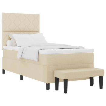 Boxspringbett mit Kopfteil Creme 90 x 190 cm Stoff