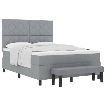 Boxspringbett mit Kopfteil Hellgrau 140 x 200 cm Stoff