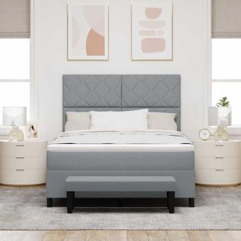 Boxspringbett mit Kopfteil Hellgrau 140 x 200 cm Stoff