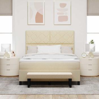Boxspringbett mit Kopfteil Creme 160 x 200 cm Stoff