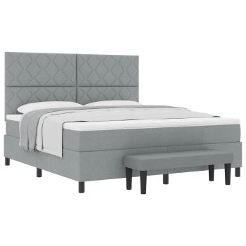Boxspringbett mit Kopfteil Hellgrau 180 x 200 cm Stoff
