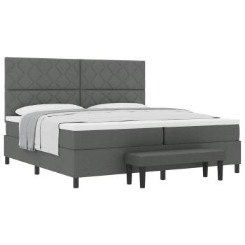 Boxspringbett mit Kopfteil Dunkelgrau 200 x 200 cm Stoff