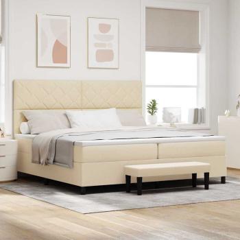 ARDEBO.de - Boxspringbett mit Kopfteil Creme 200 x 200 cm Stoff