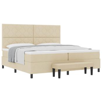 Boxspringbett mit Kopfteil Creme 200 x 200 cm Stoff
