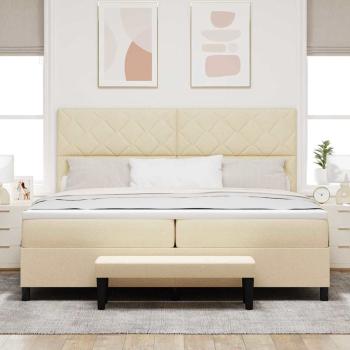 Boxspringbett mit Kopfteil Creme 200 x 200 cm Stoff