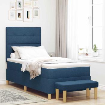 ARDEBO.de - Boxspringbett mit Kopfteil Blau 190 x 90 cm Stoff