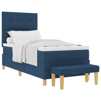 Boxspringbett mit Kopfteil Blau 190 x 90 cm Stoff