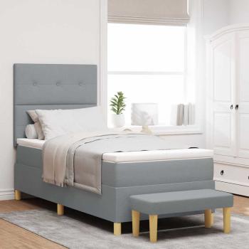 ARDEBO.de - Boxspringbett mit Kopfteil Hellgrau 200 x 100 cm Stoff