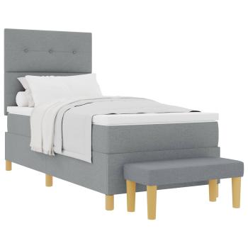 Boxspringbett mit Kopfteil Hellgrau 200 x 100 cm Stoff